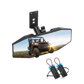 ZIDIYORUO Polaris Ranger Rear View Mirror, Adjustable Center Rearview Mirror for Polaris Ranger 500 570 900 XP 1000XP Crew 2017-2023, Fit Factory Drop Down Mounting Tab (with 2pcs of Belt Bypass)
