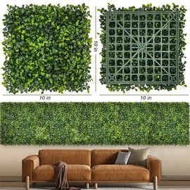 DMGarden Artificial Grass Wall Panel Backdrop: 10 “x10” UV-Anti Greenery Faux Boxwood Hedge for Indoor Outdoor Green Decor & Backyard Background Decorations Fence Covering Privacy (12)