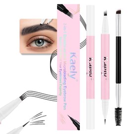 evpct Kaely 1Pcs Black Magic Microblading Dual-Ended Eyebrow Contouring Pen Brow Pencil, with 4 Brush Micro-Fork-Tips Applicator and Precise Brush-Tip, Hair Like Strokes, with Dual-ended Eyebrow Brush
