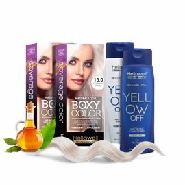 Professional Coloring kit - Permanent color cream hair dye. 13.0 California White + Violet -Purple Shampoo and Conditioner Kit Toner for Blonde Hair Neutralizes yellow and orange tones.