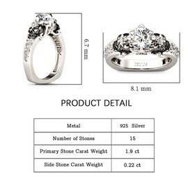 Jeulia 2 Carat Round Cut Diamond Skull Rings for Women Customized Bridal Sterling Silver TwoTone Wedding Band with European Shank Wedding Engagement Promise Rings for Her with GiftBox (9)