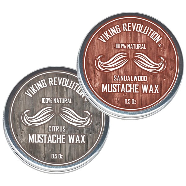 Mustache Wax 2 Pack - Beard & Moustache Wax for Men - Strong Hold Helps Train Tame & Style (Citrus & Sandalwood, 2 pack)