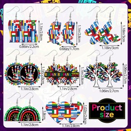AUGSUN 8 Pairs Hispanic Heritage Month Earrings, Hispanic Culture Style for Women Spanish Speaking Countries Flags Acrylic Double Side Design Earrings Holiday Jewelry Gifts