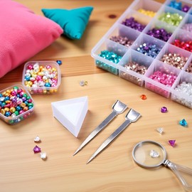 20 Pcs Plastic Triangle Bead Sorting Trays Diamond Rhinestone Plates and 2 Pcs Stainless Steel Handy Tweezer with Scoop Beading Mats, Trays and Boards, Beading and Jewelry Making Jewelry Making