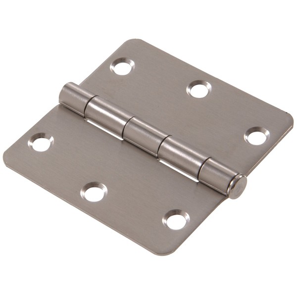 Hillman Hardware Essentials Round Corner 1/4" Full Mortise Door Hinge Stainless Steel 3-1/2", Model:852621