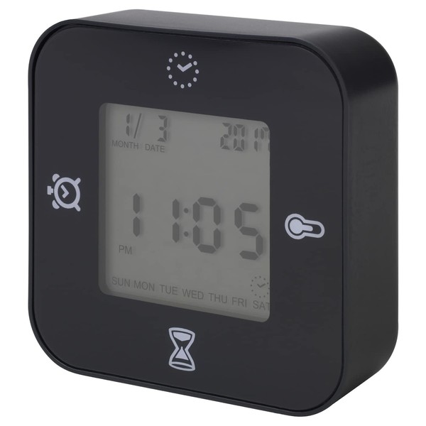 KLOCKIS 105.597.09 Croquis Clockis Clockis Clock/Thermometer/Alarm/Timer - Black