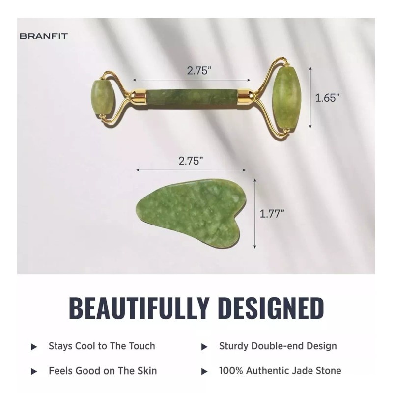 NJ Rodillo De Cuarzo Rosa Guasha Belleza Facial Masaje