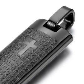 OIDEA Men's Cross Bible Necklace: Bible Prayer Cross Pendant with Wheat Chain Christian Cross Chain Biker Venetian Chain Religious Jewellery Gift for Men Father Friend, Stainless Steel, No Gemstone