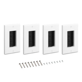 kwmobile 4 x Flush-Mounted Cable Grommet with Brush – Flush-Mounted Box Lid Cover – Cable Entry Outlet – White/Black