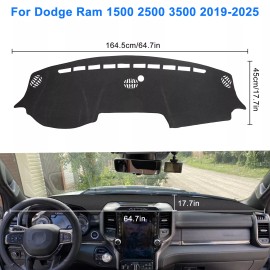 EeeKitOnline For Dodge Ram 1500 2500 3500 2019-2025 Dash Cover Mat AntiGlare Dashboard Carpet