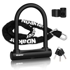 NDakter Bike Locks Heavy Duty Anti Theft, Bike U Lock with 4FT Chain and Bracket,15mm Shackle Electric Bicycle Lock for Scooter, 3 Keys Motorcycle Wheel Lock for Ebike, Moped, Tricycle