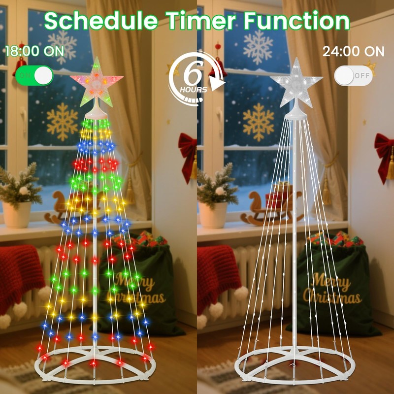 Solar Powered Christmas Tree Outdoor Christmas Decorations, 5FT RGB Solar