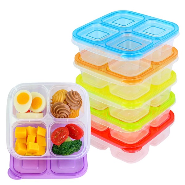 Finorder Finorder 6 Pack 4-Compartment Food Containers, Reusable Snack Containers