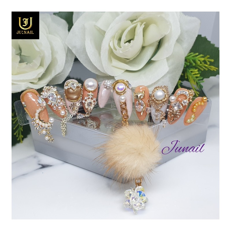 ❗Limited❗Fox~♬ Handmade nail tips - Short ballerina / ❗한정❗여우야~♬ 수제네일팁