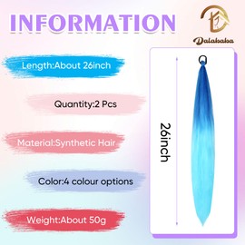 Dalababa 2 PCS Ponytail Extension with Elastic Tie, Synthetic Braided Extensions Gradient Colour Hair Accessories for Women Girls Kids Cosplay Performance Party Festival