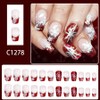 Christmas Press on Nails Medium Square Fake Nails Red Glitter