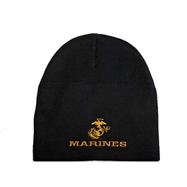 PPM Brands USMC Black Marines Marine Corps Uncuffed Beanie Hat Cap WCAP025