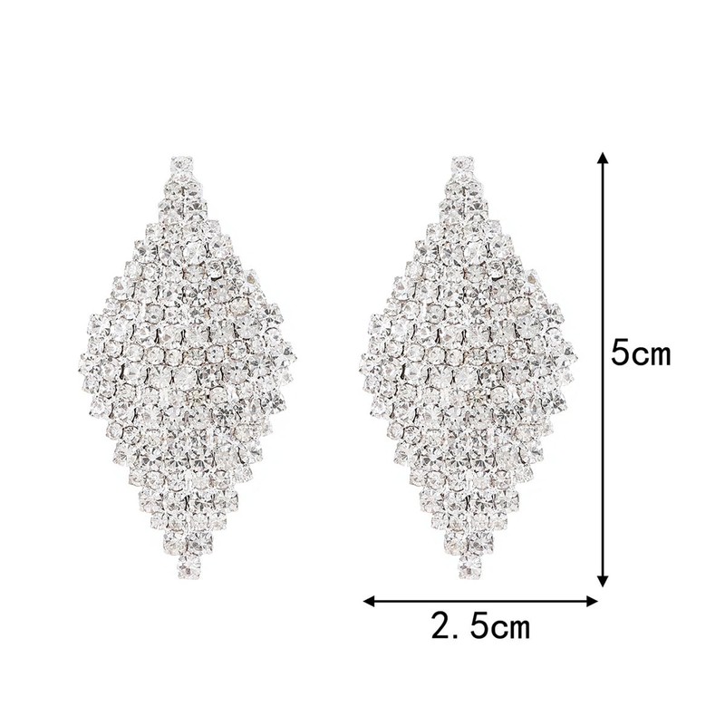 Rhinestone Rhombus Dangle Earrings for Women Colorful Geometric Rhomboid Drop