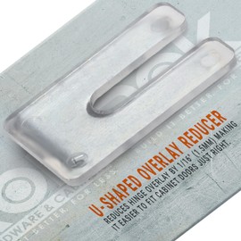 25 Pack Grass TEC 1/16" (1.5mm) Overlay Reducer, Cabinet Hinge Spacer for Grass TEC Hinge U-Shaped Side Adjustment Slotted Arm, Clear Finish, G00047-42