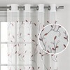 Window Elements Wavy Leaves Embroidered Sheer Grommet Curtain Panel, Rust