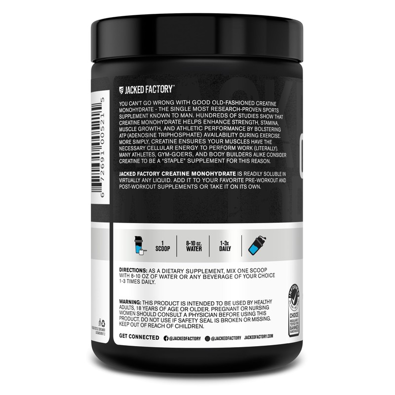 Jacked Factory Creatine Monohydrate Powder 425g - 5g Daily Creatine