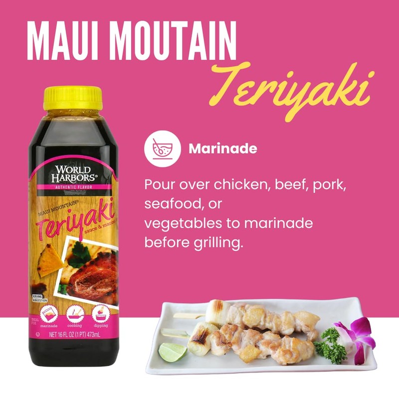 World Harbors Maui Mountain Teriyaki Sauce & Marinade Perfect for