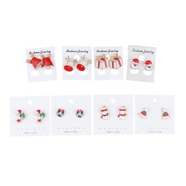 jojofuny Unique Christmas Jewelry Earrings Set of 8 Dangle Ear Studs Christmas Tree Santa Snowman for Holiday Outfit