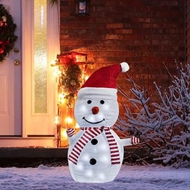 Lighted Snowman Outdoor Christmas Decorations, 2.3 ft. H Light Up Collapsible Snowman with 45 Pre-lit LEDs, Battery Operated for Holiday Christmas Porch Outside Yard Lawn Decorations