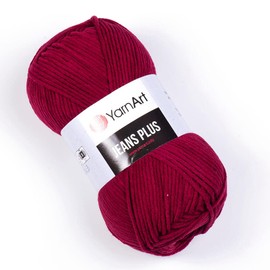 YarnArt Jeans Plus Yarn Cotton Blend Yarn Knitting and Crochet Soft Baby Yarn 55% Cotton 45% Acrylic 100g 160m Yarn Weight 4 (1 Ball) (66)