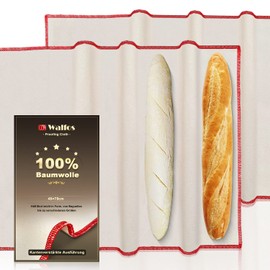 Walfos® Professional Fermentation Cloth for Baking Bread, Linen Cloth for Dough Fermentation, Dough Cloth Baker's Lines for Dough, Baguette and Baking (75 x 45 cm, Pack of 2)