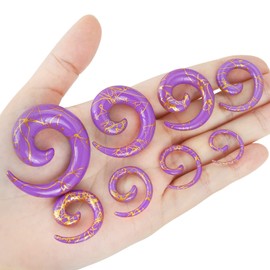 YOFANST 8 Pairs UV Acrylic Spiral Snail Tapers Ear Stretching Kit 12G-1/2 inch, purple