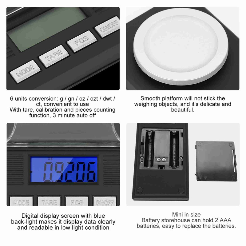 Mini Portable High Accuracy 0.001g Pocket Jewelry Scale with LED