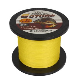 Goture Super Strength Braided Fishing Line - Abrasion Resistant - No Stretch & Low Memory - Thin Diameter - Braided Line, Yellow, 4Strand-547Yds-12LB-0.1mm