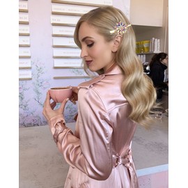 Crystal Hair Clips Large Sparkle Rhinestone Flower Design Alligator Metal Clip Non-Slip Floral Duckbill Hairpins Bling French Fancy Hair Barrettes for women Girls Hair Jewelry Accessories (AB Sliver22415)