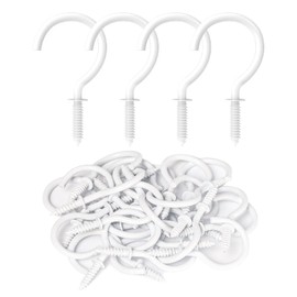 RELBRO Screw Hooks, 1-1/4 Inch Metal Screw in Cup Hooks, White, 50 Pcs