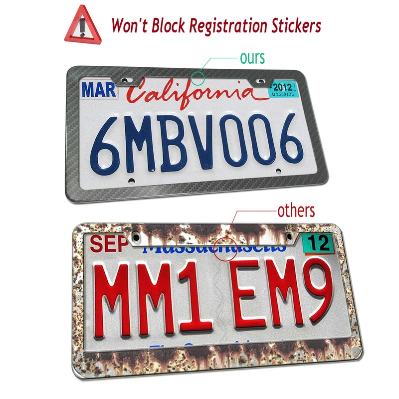 Aootf License Plate Frames Anti Theft- Tamper Proof Carbon Fiber