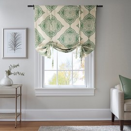 HPD Half Price Drapes Printed Tie Up Curtains for Windows, Room Darkening Curtains 63 Inches Long (1 Panel), Window Shade Rod Pocket Curtains for Living Room 46 X 63, Henna Clover