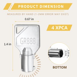 4-Pack Coin Laundry Machine Key,GR888,Laundry Key, Replacement for Greenwald Industries,Washing Machine Money Box Lock Key