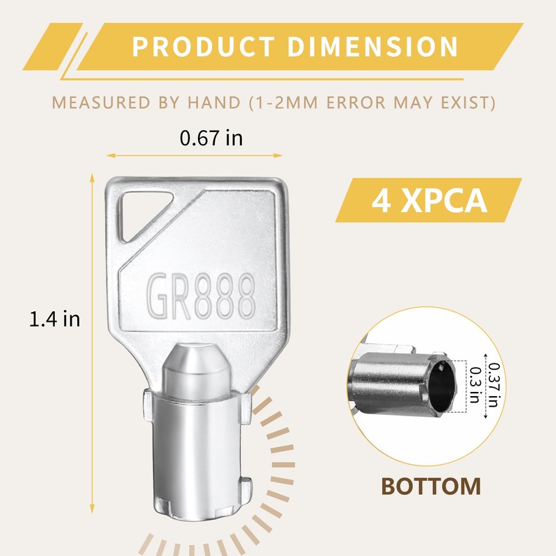 4-Pack Coin Laundry Machine Key,GR888,Laundry Key, Replacement for Greenwald Industries,Washing