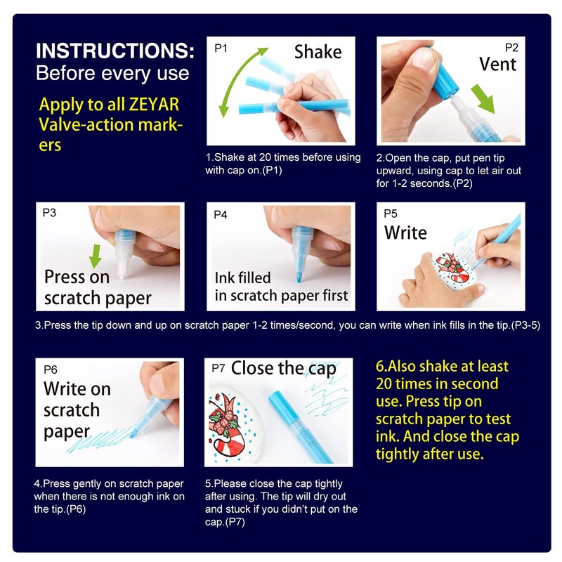 ZEYAR Premium Acrylic Paint Pen, Water Based, Extra Fine Point,