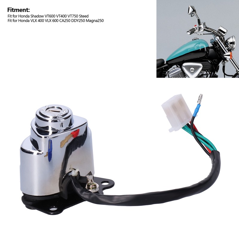 Motorcycle Ignition Switch Lock with 3 Colors Keys Fit for
