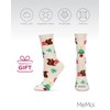 MeMoi Women's Festive Squirrel Crew Socks Oatmeal Heather 9-11