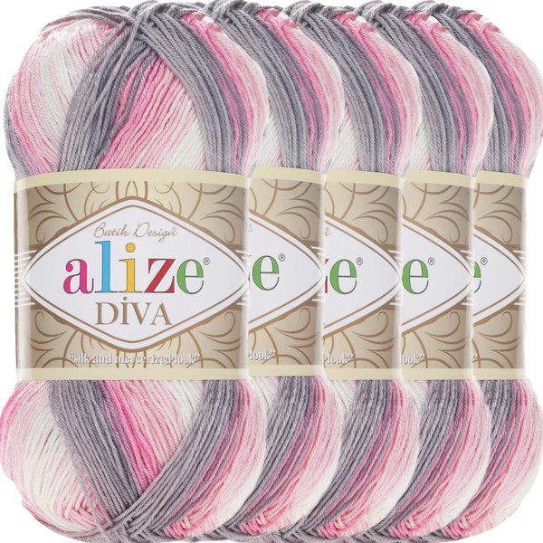 Alize 5 x 100 g Diva Batik Turkish Premium Wool,