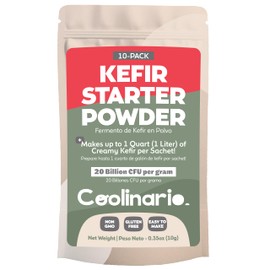 Coolinario Kefir Starter Culture (10-Pack, 1g Sachets) Live Probiotic Cultures for Homemade Kefir | Smooth, Creamy & Tangy | Non-GMO, No Preservatives, Gluten Free, Halal, Kosher