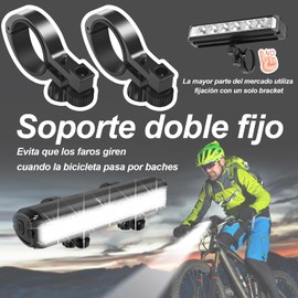 HTERETTW Luz de 6 LED Súper Brillante para Bicicleta, USB Luces para Bicicleta con Impermeable, 5 Modos de Luz, 1800 Lúmenes Conducción Nocturna, Faro de Bicicleta Todoterreno MTB