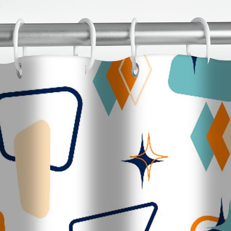 AIBIIN Mid-Century Shower Curtain Retro Abstract Geometric Space Classic 1950s