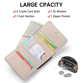 GOIACII Women's Wallet Small Minimalist with Credit Card Holder ID Window and Zip Coin Pocket PU Leather Ladies Purse