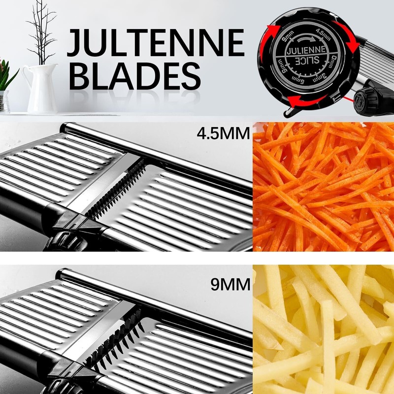 weltonhm Mandoline Food Slicer, Adjustable Mandoline Slicer for Kitchen, Stainless