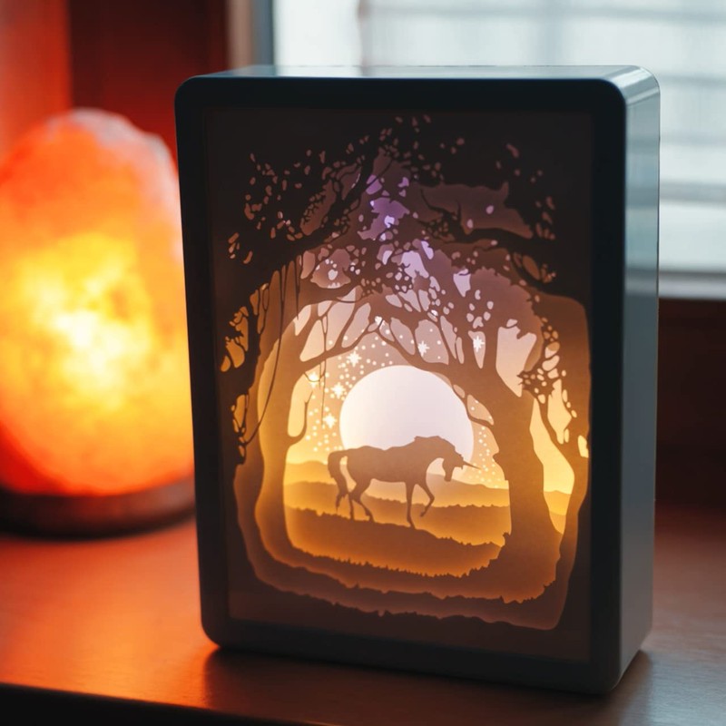 CIM 3D Papercut Lightbox - RECTANGLE Unicorn - Dimensions: 16