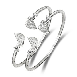 Solid .925 Sterling Silver Thick Queen Nefertiti West Indian Bangles, cuff bracelets, Egypt Jewelry for women, 1 pair